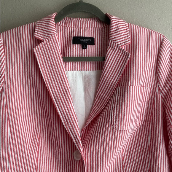 Talbots Red and White Striped Cotton Blazer size 12p 12 P - Picture 3 of 8